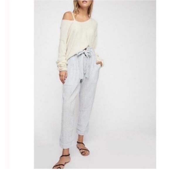Free People Pants - Free People Rumors pants white gray striped yarn died size 0 high waist harem